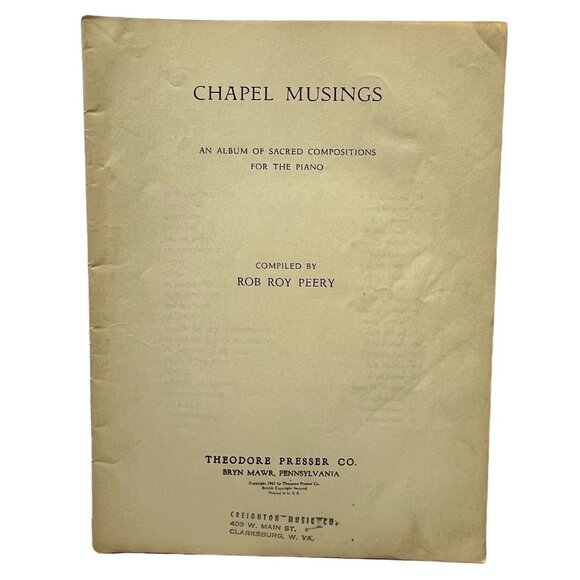 Other - Chapel Musings Sacred Compositions Sheet Music Vintage Rob Roy Peery Religious